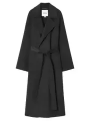 COS | Belted Double-Faced Wool Coat in Black | The UNDONE