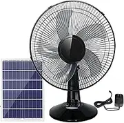16" Solar Powered Fan, Table Fan, Quiet Floor Fan, Solar Panel Powered Fans With 3 Speeds, For Shop,Factory,Garage,Workshops,Commercial,Basement,Patio(43cm/16in-8500mAh)