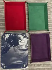 Four (4) Felt Dice Trays With Leather Backs