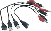tunghey 4Pack USB to Dual Copper Alligator Clips Test Leads Set Male Female USB Connector Crocodile Clips for Electrical Circuit Testing 0.6M