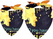 Pet and Owner Matching Bandana, 2 Pack, Premium Sheer Chiffon Fabric, Adjustable Fit, Cooling, Halloweencastlemoonnightbats