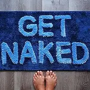 Get Naked Bath Mat Funny Cute Bathroom Rugs Navy Blue Lavender Get Naked Rug Shower Funny Bathroom Decor Fun Cute Bath Mat Non-Slip Washable