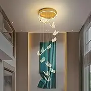 Modern LED Staircse Chandelier,Creative Bird Long Pendant Lighting for High Ceiling Adjustable Height,3 Color Temperature Ceiling Light Fixture for Villa,Stair,Foyer,Entrance(13 Lights, Gold)
