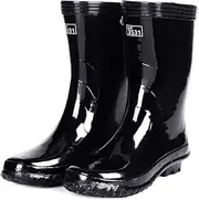 [CLSQLXYJZC] Mens Lightweight Plus Size Waterproof Anti Slip Mid Calf Rubber Rain Boots, Fashion Outdoor Width Fishing Camp Garden Durable Rain Boots, for Agriculture and Industrial Working