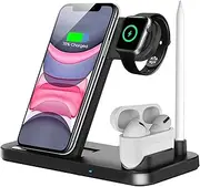 Wireless Charger, 4 in 1 Fast Charging Station, Compatible with iWatch, Airpods Pro, Compatible with iPhone 11/11pro/X/XS/XR/Xs Max/8/8 Plus, Samsung Galaxy S20/S10 and More (4in1)