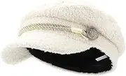 [FOMIYES] Warm Hat Octagonal Lambwool Casual Cap Women's Fashion Hat Outdoor Warm White