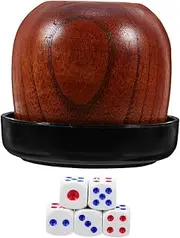 Toyvian 1 Set Set Wooden Dice Cup Set Professional Ktv Game Prop with Dice Easy to Clean and Maintain for Parties and Entertainment and Practical Design