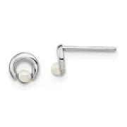 Madi K Kid's Post Earrings 14k White Gold Button FWP Circle, 4.9 mm