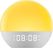 Wake Up Light Sunrise Alarm Clock for Kids, Heavy Sleepers, Bedroom, White Noise Sound Machine with 5W Stereo Bluetooth Speaker, 25 Natural Sounds, Dual Alarms, 17 Color Night Lights, Ideal for Gift