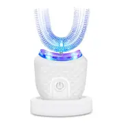 Ultrasonic Electric Toothbrush, U Shaped Automatic Toothbrush for Adults 360° Whole Mouth Toothbrush Gift For Family/ friendWhite