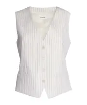 P.A.R.O.S.H. Striped V-Neck Button-Up Vest XS,M White