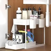 KOOSREEL Rangement Sous Evier 2 Level Storage Under Sink 2 Tier Plastic