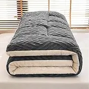 Japanese Thick Futon Mattress Tatami Portable Breathable Sleeping Pad Living Room Floor Bedroom Bed Camping Dorm Single Double Mat(Grey,180x200 cm)