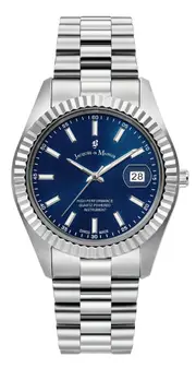 Jacques du Manoir Inspiration Business 40mm Date Silver Blue Men's Luxury Watch