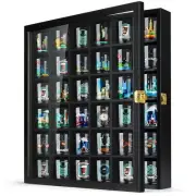 Shot Glass Display Case 36 Slots Glass Display Holder Wall Mounted with Lockable