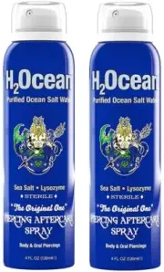 H2Ocean Piercing Aftercare Spray 4oz Pack of 2 Sterile Saline Solution