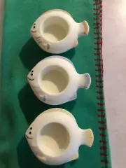 Vintage PartyLite “Aqua Pals” Set of 3 Fish Tea Light Candle Holders.
