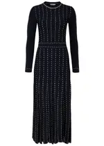 Jonathan Simkhai Lunette Striped Stretch-knit Midi Dress - Navy - L (UK14 / L) L (UK14 / L)