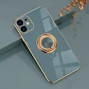 Magnet Ring Case for iPhone 13 Mini Shockproof TPU Stand Cover (Grey)