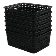 6-Pack Black Plastic Weave Basket Small Basket for Storage