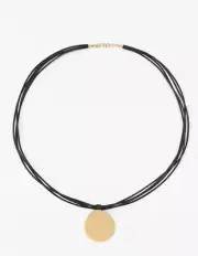 Zara SS24 Golden Leather Cord Long Necklace Egg Shape Excellent 1856/020