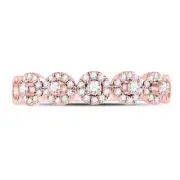 10kt Rose Gold Womens Round Diamond Halo Stackable Band Ring 1/3 Cttw