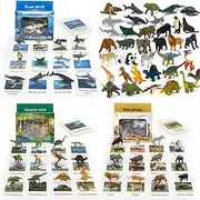 36 Preschool Science Toys - Montessori Materials with Animal Matching Figures Flash Cards, Animals Figurines for Toddlers(Dinosaur Zoo Sea)