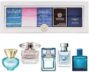 Versace Miniatures Collection for Unisex 5 Pc Mini Gift Set 0.17oz Versace Dylan Turquoise EDT Splash, 0.17oz Versace Bright Crystal EDT Splash, 0.17oz Versace Man Eau Fraiche EDT Splash, 0.17oz Versace Pour Homme EDT Splash, 0.17oz Versace Eros EDT Splash