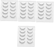 [WOONEKY] 4sets Chemical Fiber False Lashes Makeup False Lashes Natural Look for Eye Beauty Ideal for Parties 5pairs*4