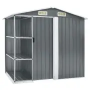 Garden Shed With 4 Vents Rack Outdoor Equipment Tool Storage House Sliding Door