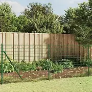 Green Wire Mesh Fence with Spike Anchors 1.1x25 m | Galvanized Steel PVC Coated Fencing for Pet Barrier, Garden Security, and Outdoor Enclosures
