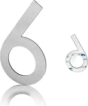 3 Inch Modern House Numbers, Brushed silver Mailbox Number,Stainless steel material,Self-adhesive Number Door Numbers for Apartments Office (6)