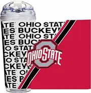 Rico Industries NCAA Ohio State Buckeyes Standard 24oz Acrylic Tumbler with Hinged Lid, Officially Licensed Double Wall Tumbler with Straw