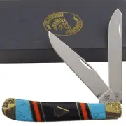 Frost Silverhorse Stoneworks Arrowhead Trapper Folding Pocket Knife Black Turq