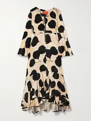 [La DoubleJ] La DoubleJ - Cocteau Lace-up Printed Crushed-velvet Maxi Dress - Cream - medium medium Cream