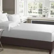 Single Size White 1000TC Silk Silky Feel Satin Fitted Sheet+Pillowcase