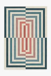 185' x 275' | Machine Washable Runner Rug | Kid & Pet Friendly | Indoor Rug | Jonathan Adler Op Art Teal Rug | Ruggable
