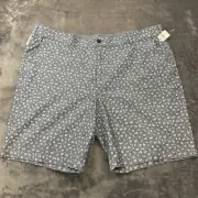 Izod Saltwater Shorts Men 42" Blue Dockside Classic Fit Pineapples Palm Tree NEW