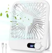 Cooperwin Travel Fan for Sleeping, 6.8" Small Portable Fan Rechargeable Battery Powered, 100 Speeds Personal Mini Desk Fan for Office Bedroom, Cruise Ship Beach Vocation Travel Essentials, White