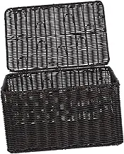 EXQUIMEUBLE Organizing Container with Lid Large Decorative Storage Basket for Shelves Home Closet Rattan Woven Versatile