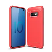 MCC Slim Samsung Galaxy S10e Carbon Fibre Soft Carbon Case Cover S 10e [Red]