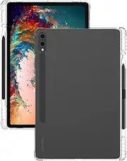 [LANHOMEX] Samsung Galaxy Tab S9 Plus case(SM-X810/X816B/X818U)12.4 inch, Clear TPU case, with Pen Slot, Pencil receptable, Galaxy Tab S9 Pluscover, Soft, Anti-Slip, Anti-Drop,Galaxy Tab S9 Plus case.