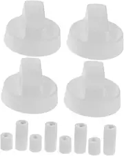 [TOPPERFUN] 4 Pack Electric Stove Knob Replacement with Adapters Control Knobs Compatible with Oven Range and Cooktop White Easy to Use for Home and Commercial Kitchens