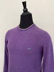 New ETRO Men's Sweater XXL size Crew Neck Pullover Purple Wool Knit Jumper