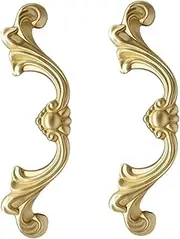 Brass Handles 2 Pack Wardrobe Brass Handle Cabinet Door Handle Copper Drawer Shoe Cabinet Handle-64Mm