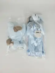 Bearington Collection Blue Puppy Dog Waggles Security Blanket Lovey Rattle Plush