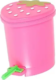 Generic Cute Strawberry Wastebasket Small Plastic Trash Can with Lid for Home Office and Bathroom Design Lightweight Rubbish Bucket for Spaces