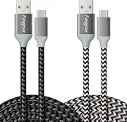 [2-Pack] USB to USB C Cables (3m), Fasgear Extra Long Nylon Braided Durable USB Type C Cables Fast Charge Sync for Galaxy S20 Ultra S20+ S10 S9/S8, Moto Z2, LG V30/G6, Nokia N1 (Black,White)