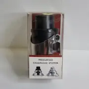 Pressurised Champagne Stoppers Black and Stainless steel Keeps Effervesce