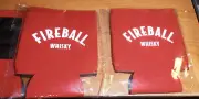 TWO Brand New Red Fireball Whiskey Koozie with magnets Can cooler